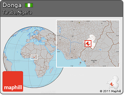 Gray Location Map of Donga, highlighted parent region
