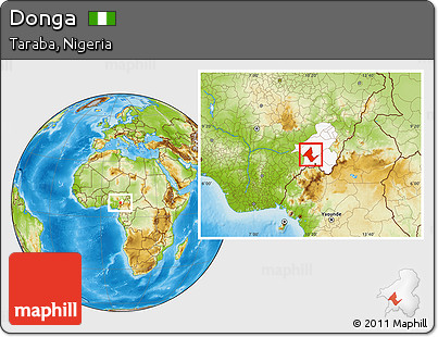 Physical Location Map of Donga, highlighted parent region
