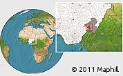 Satellite Location Map of Donga, highlighted country, highlighted parent region