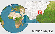 Satellite Location Map of Donga, highlighted country