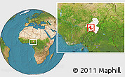 Satellite Location Map of Donga, highlighted parent region