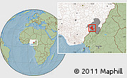 Savanna Style Location Map of Donga, highlighted country, highlighted parent region, hill shading