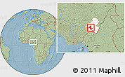 Savanna Style Location Map of Donga, highlighted parent region, hill shading