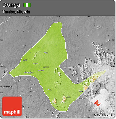 Physical Map of Donga, desaturated
