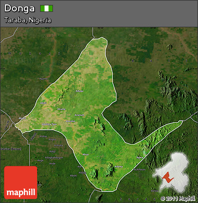 Satellite Map of Donga, darken