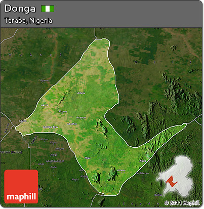 Satellite Map of Donga, darken