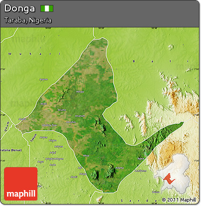 Satellite Map of Donga, physical outside
