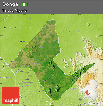 Satellite Map of Donga, physical outside