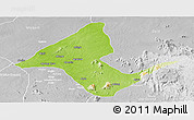 Physical Panoramic Map of Donga, lighten, desaturated