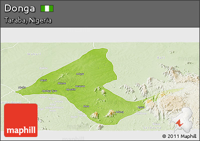Physical Panoramic Map of Donga, lighten
