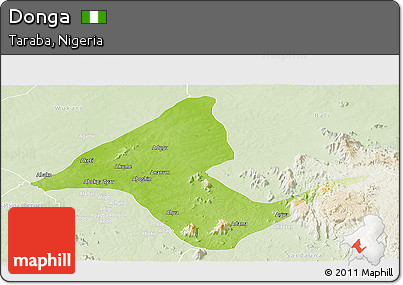Physical Panoramic Map of Donga, lighten