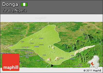 Physical Panoramic Map of Donga, satellite outside