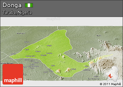 Physical Panoramic Map of Donga, semi-desaturated