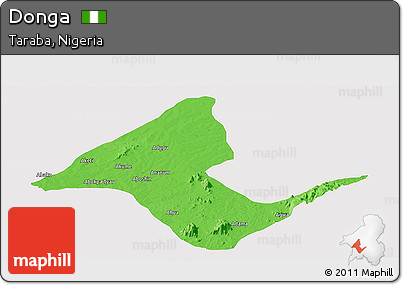 Political Panoramic Map of Donga, single color outside
