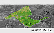 Satellite Panoramic Map of Donga, desaturated