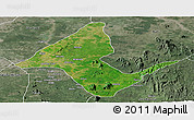 Satellite Panoramic Map of Donga, semi-desaturated