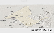 Shaded Relief Panoramic Map of Donga, semi-desaturated