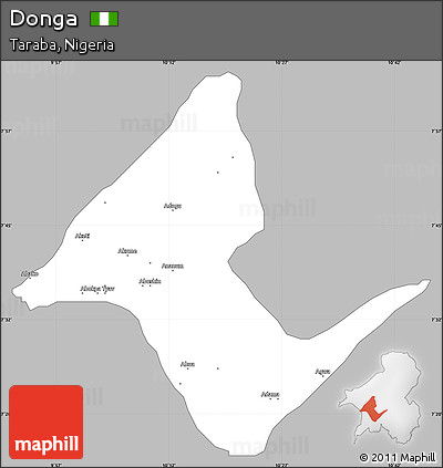 Gray Simple Map of Donga, single color outside