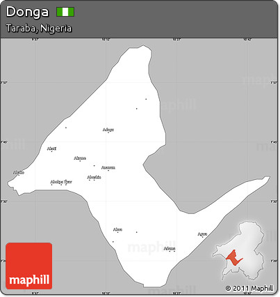 Gray Simple Map of Donga, single color outside