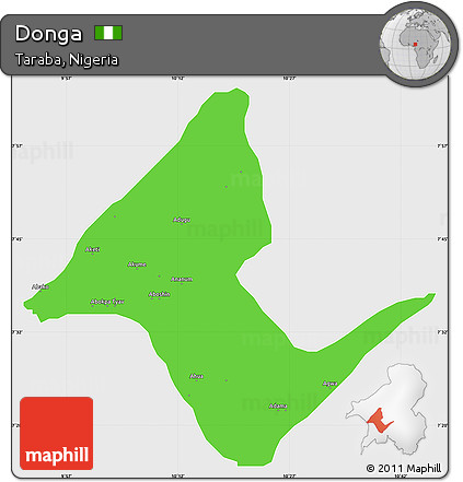 Political Simple Map of Donga, single color outside