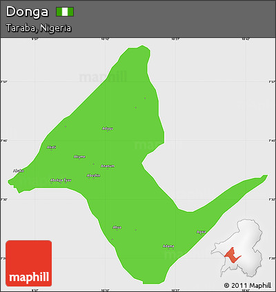 Political Simple Map of Donga, single color outside