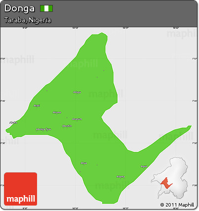 Political Simple Map of Donga, single color outside
