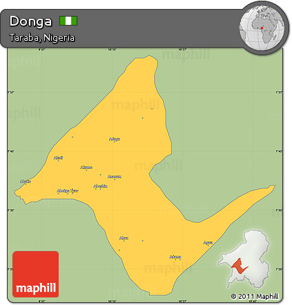 Savanna Style Simple Map of Donga, single color outside