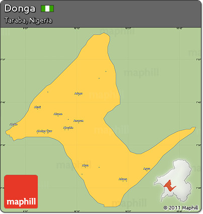 Savanna Style Simple Map of Donga, single color outside