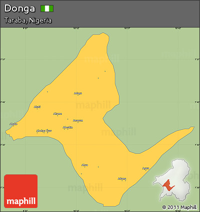 Savanna Style Simple Map of Donga, single color outside