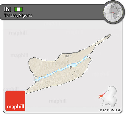 Shaded Relief 3D Map of Ibi, cropped outside