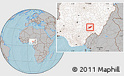 Gray Location Map of Ibi, highlighted country, hill shading