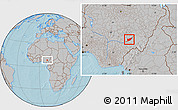 Gray Location Map of Ibi, hill shading