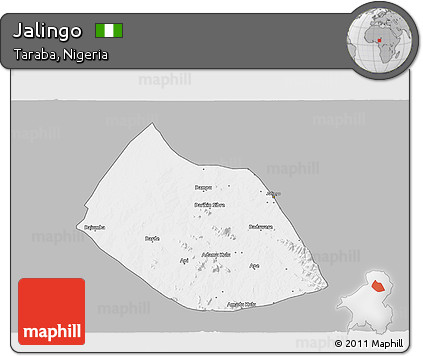 Gray 3D Map of Jalingo, single color outside