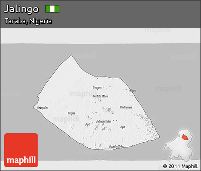 Gray 3D Map of Jalingo, single color outside