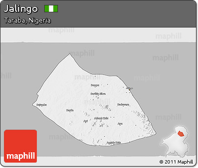 Gray 3D Map of Jalingo, single color outside