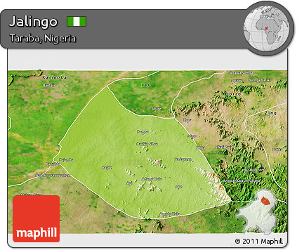 Physical 3D Map of Jalingo, satellite outside