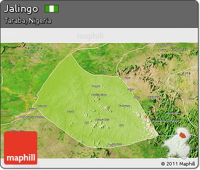 Physical 3D Map of Jalingo, satellite outside