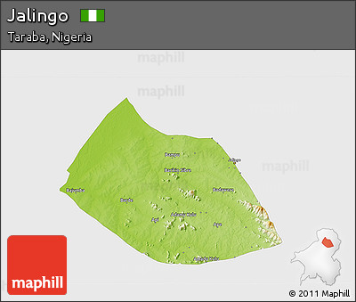 Physical 3D Map of Jalingo, single color outside