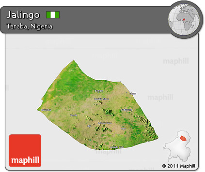 Satellite 3D Map of Jalingo, single color outside