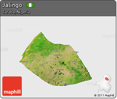 Satellite 3D Map of Jalingo, single color outside