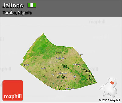 Satellite 3D Map of Jalingo, single color outside