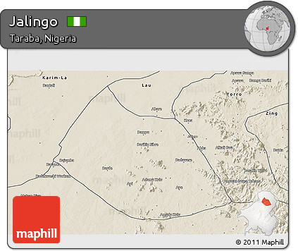 Shaded Relief 3D Map of Jalingo