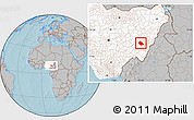 Gray Location Map of Jalingo, highlighted country, hill shading