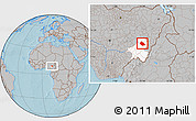 Gray Location Map of Jalingo, highlighted parent region, hill shading