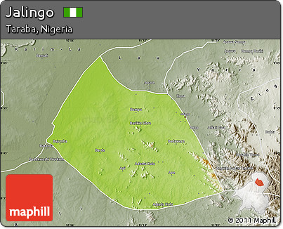 Physical Map of Jalingo, semi-desaturated