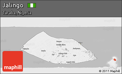 Gray Panoramic Map of Jalingo, single color outside
