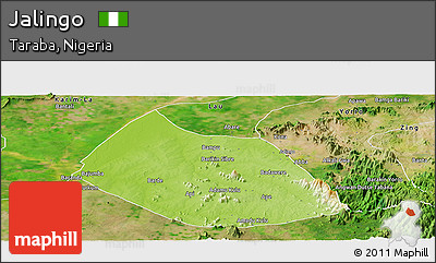 Physical Panoramic Map of Jalingo, satellite outside