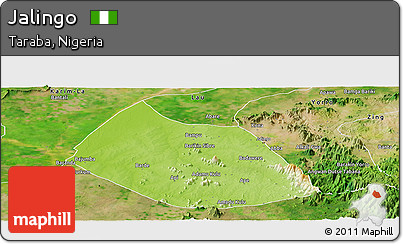 Physical Panoramic Map of Jalingo, satellite outside