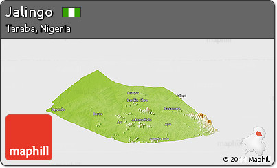 Physical Panoramic Map of Jalingo, single color outside