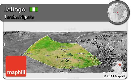 Satellite Panoramic Map of Jalingo, desaturated